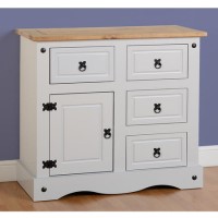 Corona Small Grey Sideboard with Sold Pine Top & Storage - Seconique