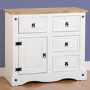 White Sideboard with Pine Top & Black Handles - Corona