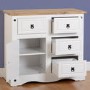 White Sideboard with Pine Top & Black Handles - Corona