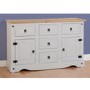 Seconique Corona Grey Painted Sideboard with 2 Doors & 5 Drawers with Solid Pine Top