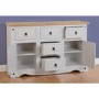 Seconique Corona Grey Painted Sideboard with 2 Doors & 5 Drawers with Solid Pine Top