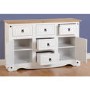 Seconique Corona White Painted Sideboard with 2 Doors & 5 Drawers with Waxed Pine Top