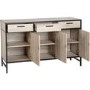 Warwick 3 Door and 3 Drawer Sideboard  - Oak Effect and Metal