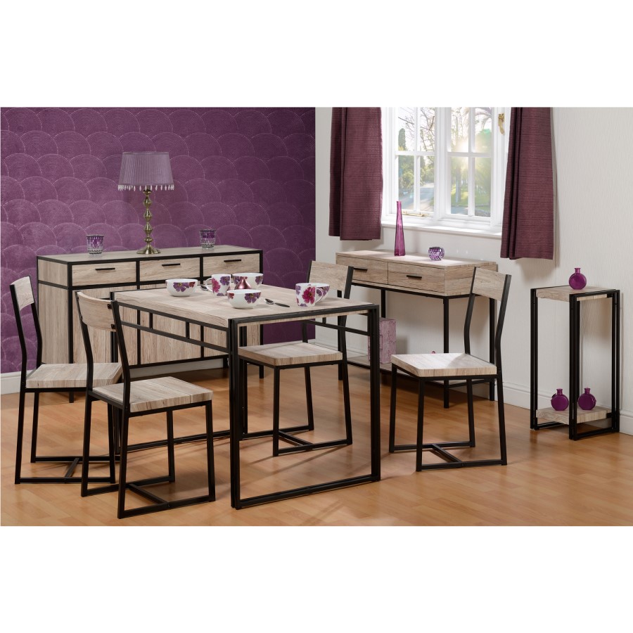 Warwick 3 Door and 3 Drawer Sideboard  - Oak Effect and Metal