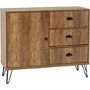 Ottawa Oak Effect & Black 1 Door 3 Drawer Sideboard - Seconique