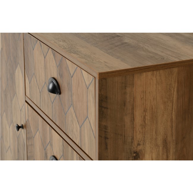 Ottawa Oak Effect & Black 1 Door 3 Drawer Sideboard - Seconique