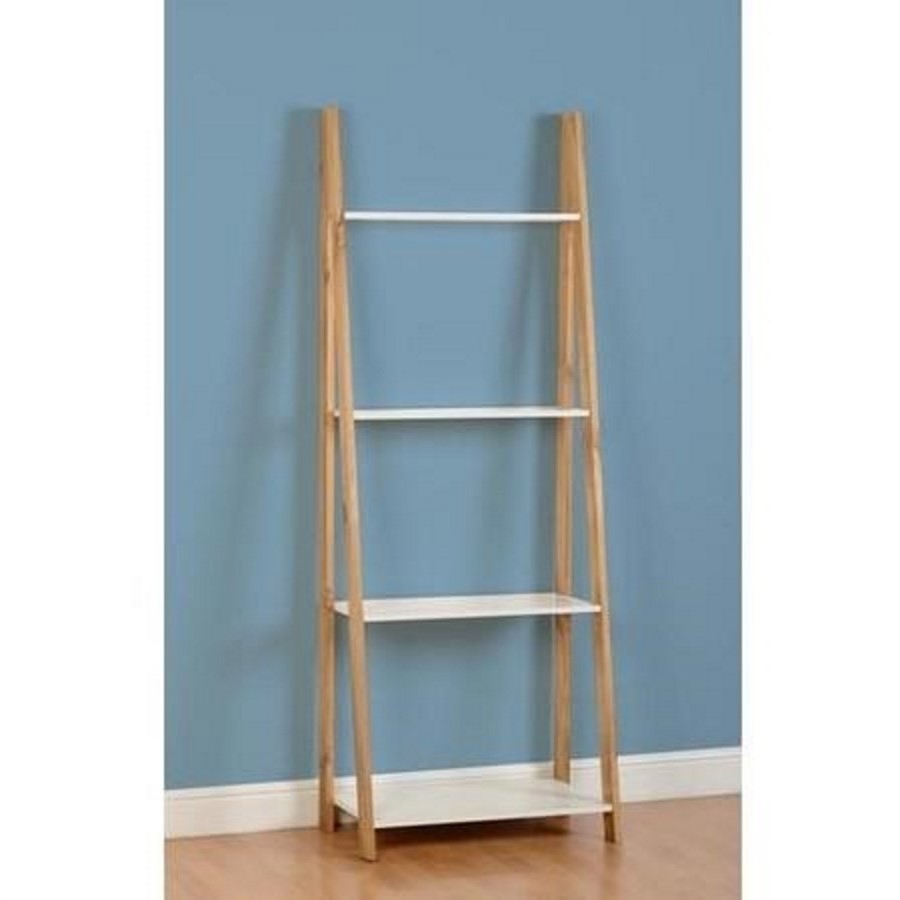 Seconique Santos 4 Shelf Unit in White/Distressed Waxed Pine