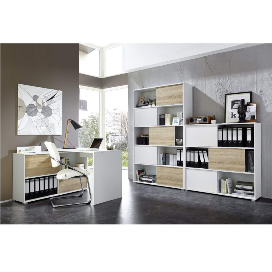 Germania 6 Door Sliding Display Cabinet In Oak and White 