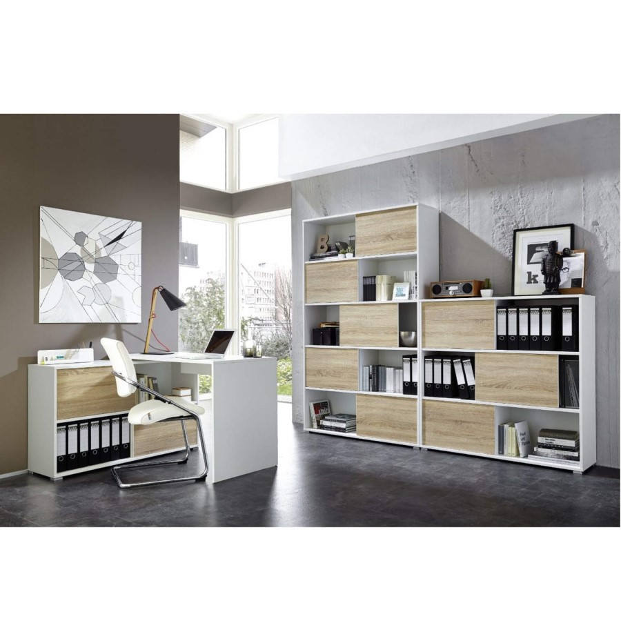 Germania 6 Door Sliding Display Cabinet In Oak and White 