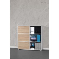 Germania 6 Door Sliding Display Cabinet In Oak and White 