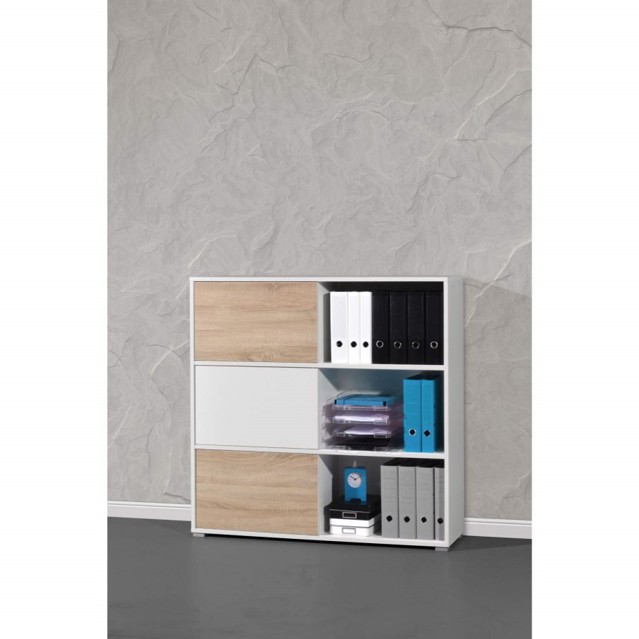 Germania 6 Door Sliding Display Cabinet In Oak and White 