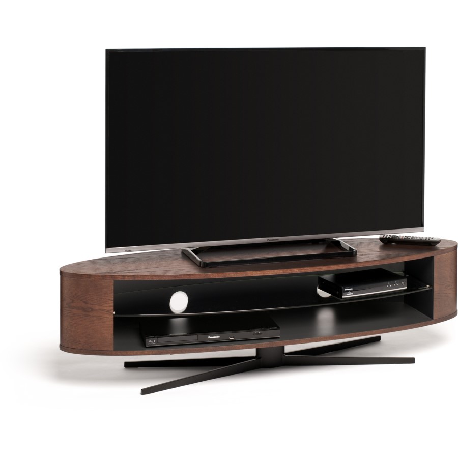 Techlink EL140DOSG Ellipse TV Stand for up to 70" TVs - Dark Oak/Satin Grey