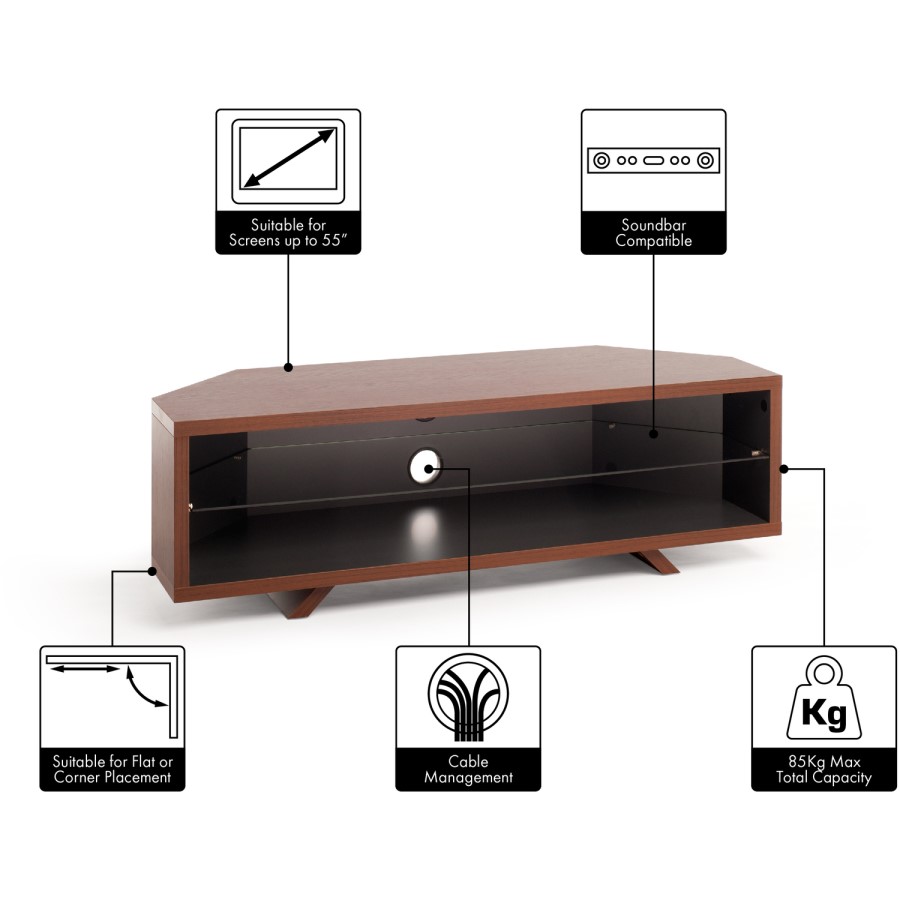 Techlink DL115DOSG Dual Corner TV Stand for up to 55" TVs - Dark Oak/Satin Grey