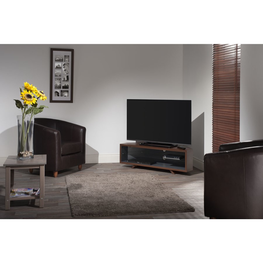 Techlink DL115DOSG Dual Corner TV Stand for up to 55" TVs - Dark Oak/Satin Grey
