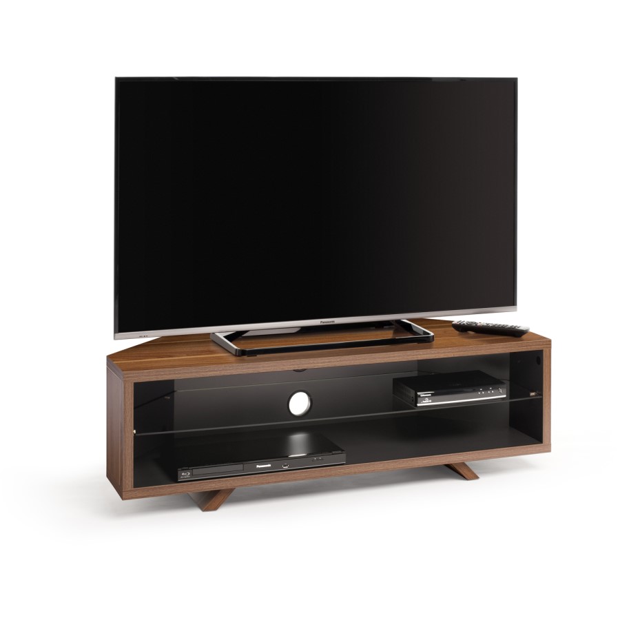 Techlink DL115WSG Dual Corner TV Stand for up to 55" TVs - Walnut