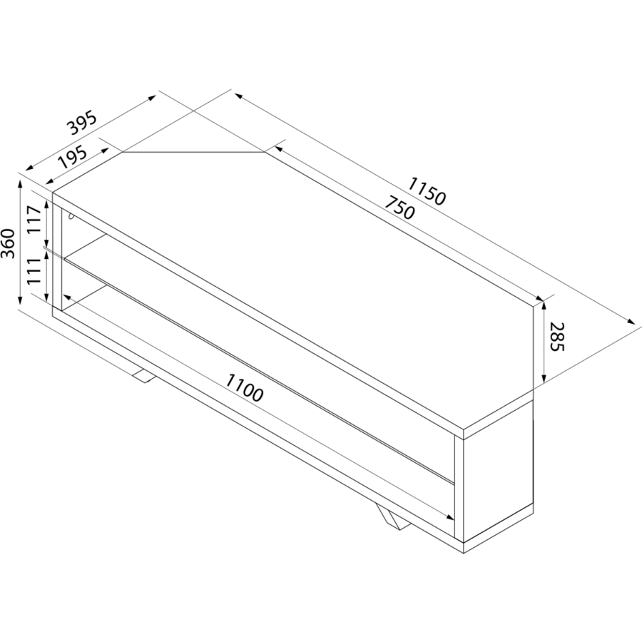 Techlink DL115WSG Dual Corner TV Stand for up to 55" TVs - Walnut