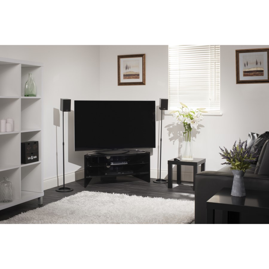 Techlink RV100B Riva Corner TV Stand for up to 50" TVs - Black