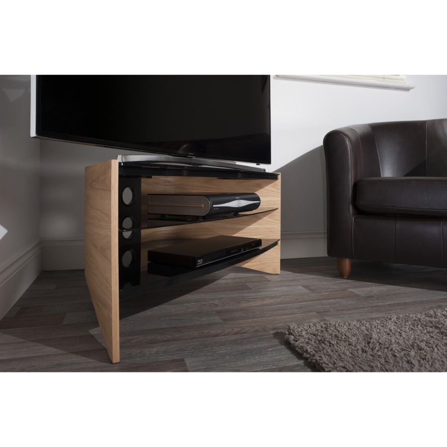 Techlink RV100LO Riva Corner TV Stand for up to 50" TVs - Light Oak