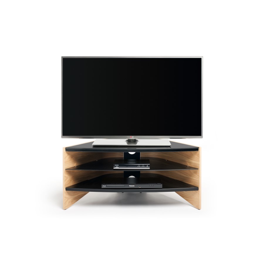 Techlink RV100LO Riva Corner TV Stand for up to 50" TVs - Light Oak