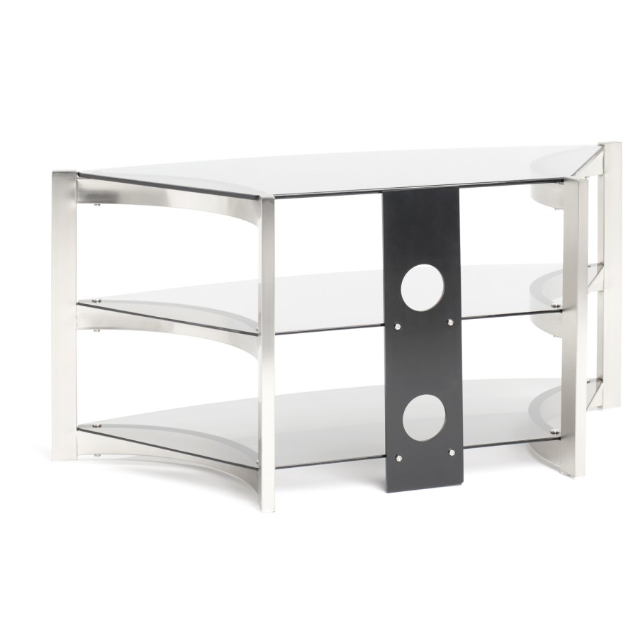 Techlink SK100TC Skala Corner TV Stand for TVs up to 50" - Titanium & Smoked Glass