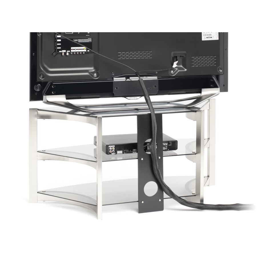 Techlink SK100TC Skala Corner TV Stand for TVs up to 50" - Titanium & Smoked Glass