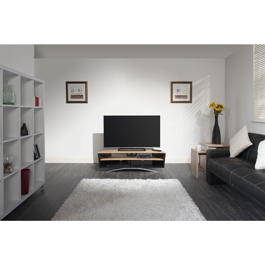 Techlink Prisma PR130SBLO TV Stand for up to 65" TVs - Black/Light Oak