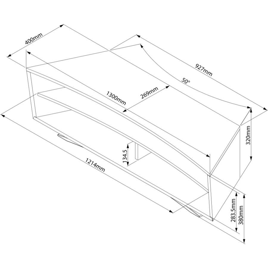 Techlink Prisma PR130SBLO TV Stand for up to 65" TVs - Black/Light Oak