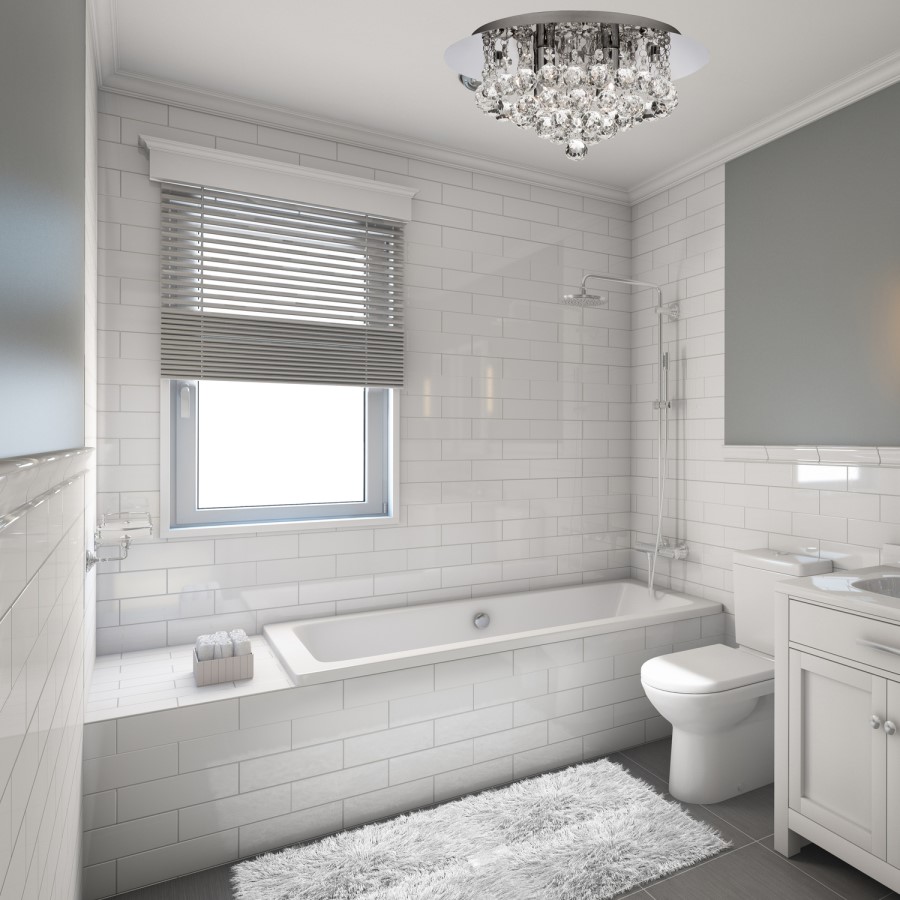 LED Light with Chrome Crystals & Flush Fitting - Hanna