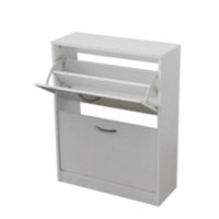 Meuble 2 Tier Shoe Cabinet In White - 16 Pairs 
