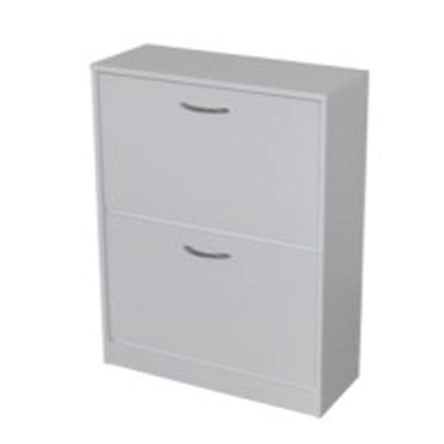 Meuble 2 Tier Shoe Cabinet In White - 16 Pairs 