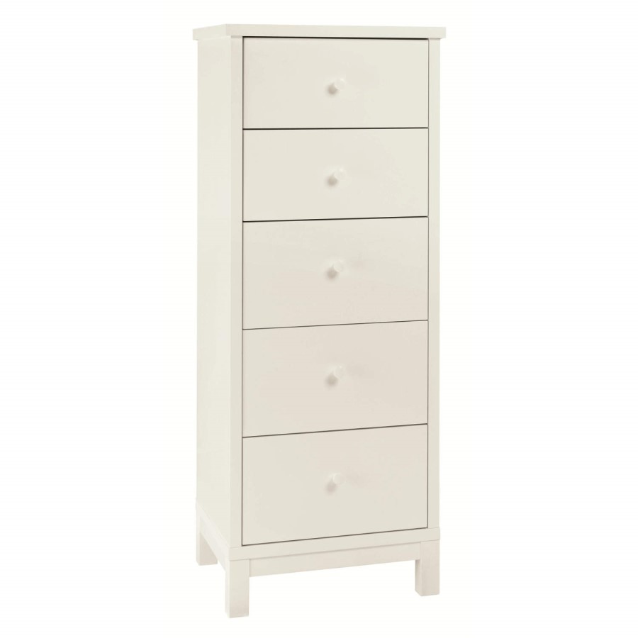 Bentley Designs Atlanta 5 Drawer Tall Chest In White 