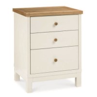 Bentley Designs Atlanta 3 Drawer Bedside Table In White and Oak 