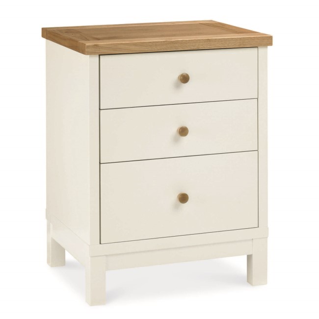 GRADE A3 - Bentley Designs Atlanta 3 Drawer Bedside Table In White and Oak 