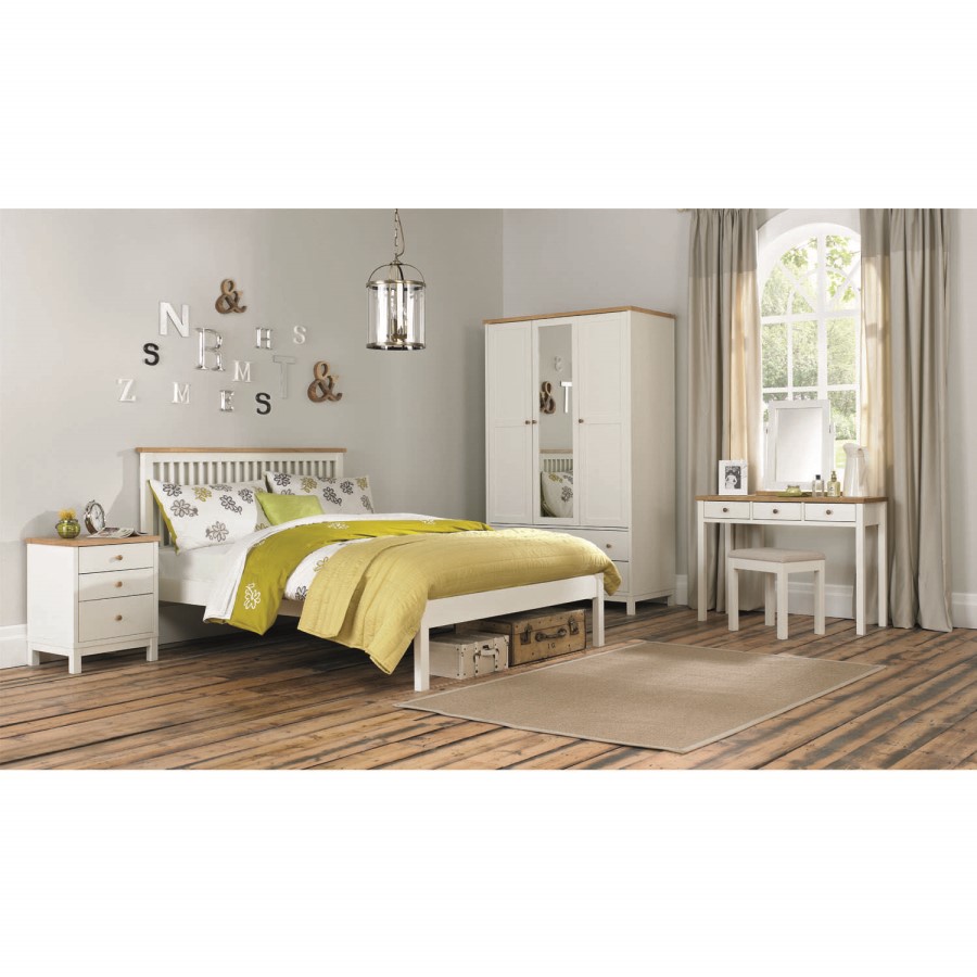 Bentley Designs Atlanta 3 Drawer Bedside Table In White and Oak 