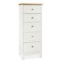 Bentley Designs Atlanta Tall 5 Drawer Chest In White and Oak 