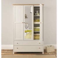 GRADE A1 - Bentley Designs Atlanta Tripple Door Wardrobe In White and Oak 