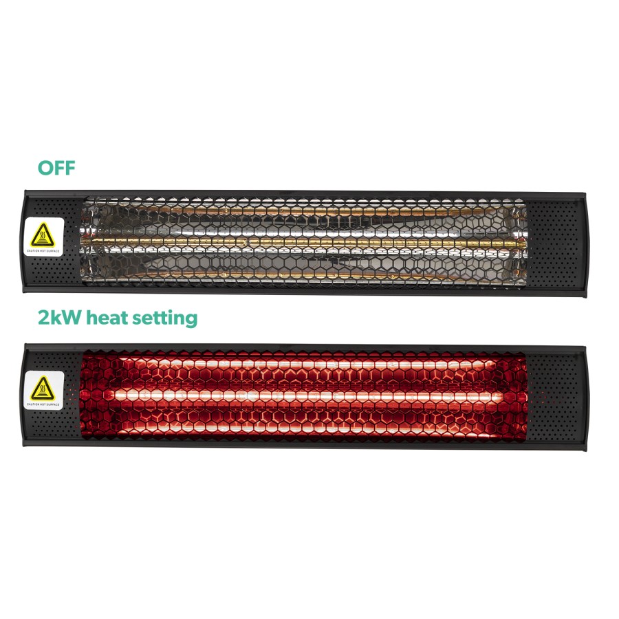 electriQ Wall Mounted Electric Patio Heater - 2kW in Black