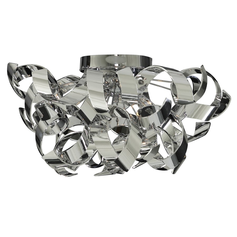 Chrome Twisted Flush Ceiling Light - Curls