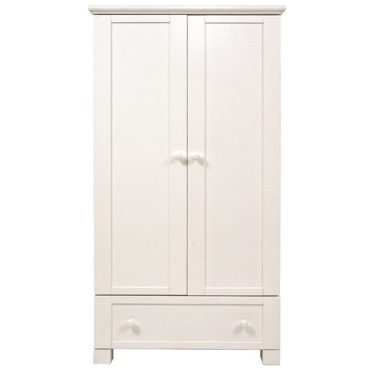 Nursery Wardrobe with Drawer and Shelf in White - Montreal - East Coast