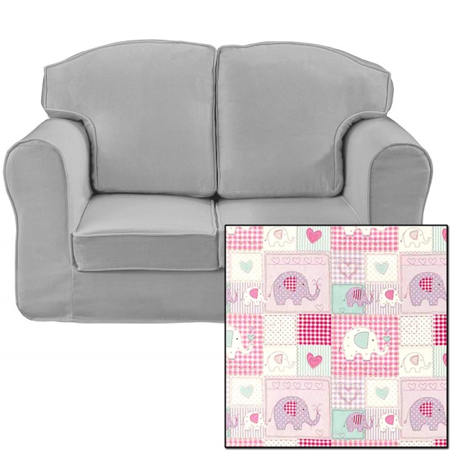 Just4Kidz Loose Cover Sofa in Patchwork Elephants
