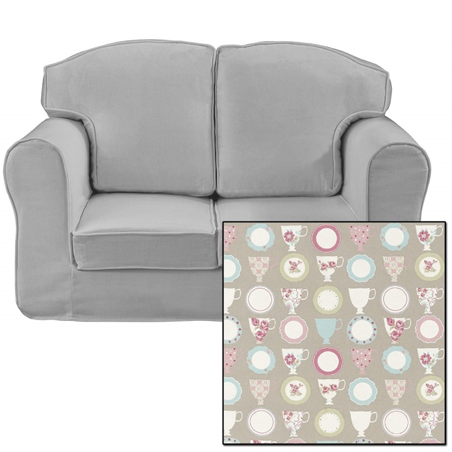 Just4Kidz Loose Cover Sofa in Beige Tea Cups