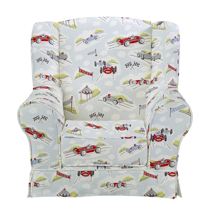Just4Kidz Wing Chair in Classic Racing Cars