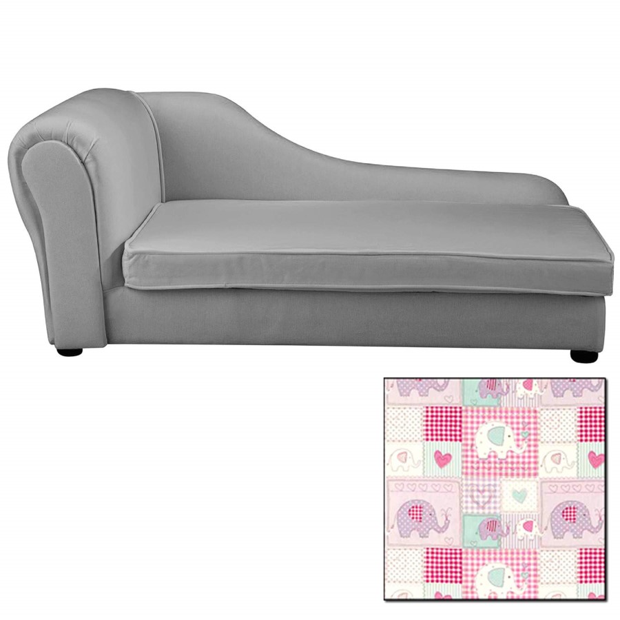 Just4Kidz Chaise Longue in Patchwork Elephants