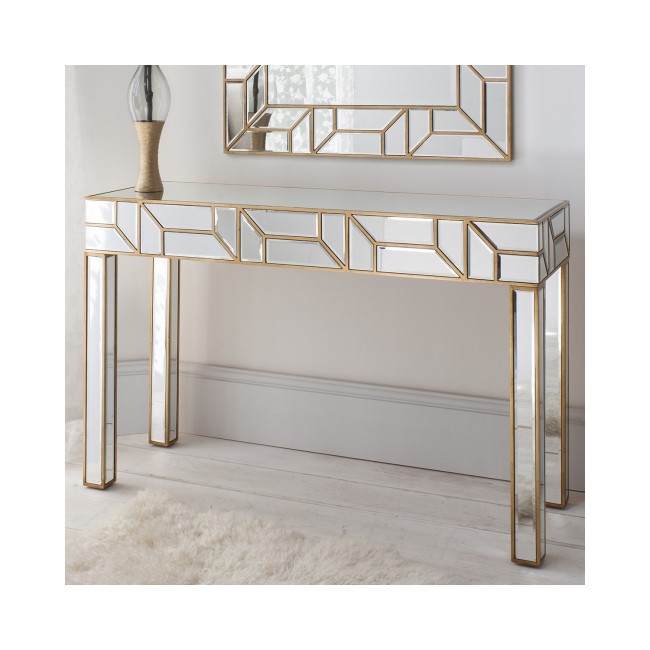 Gallery Verbier Mirrored Dressing Table with Gold Trim