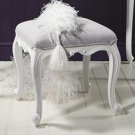GRADE A1 - Gallery Chic White Dressing Table Stool with Fabric Seat