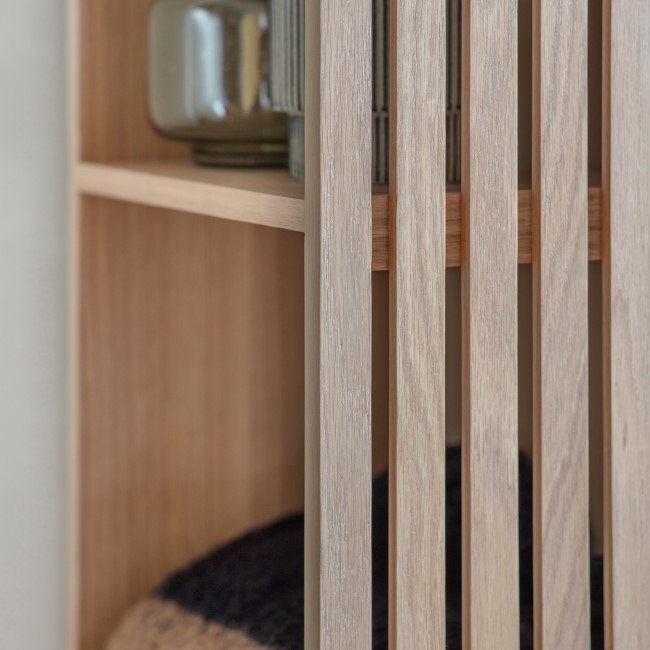 Black Metal and Oak Japandi Open Wardrobe with Shelves - Okayama - Caspian House