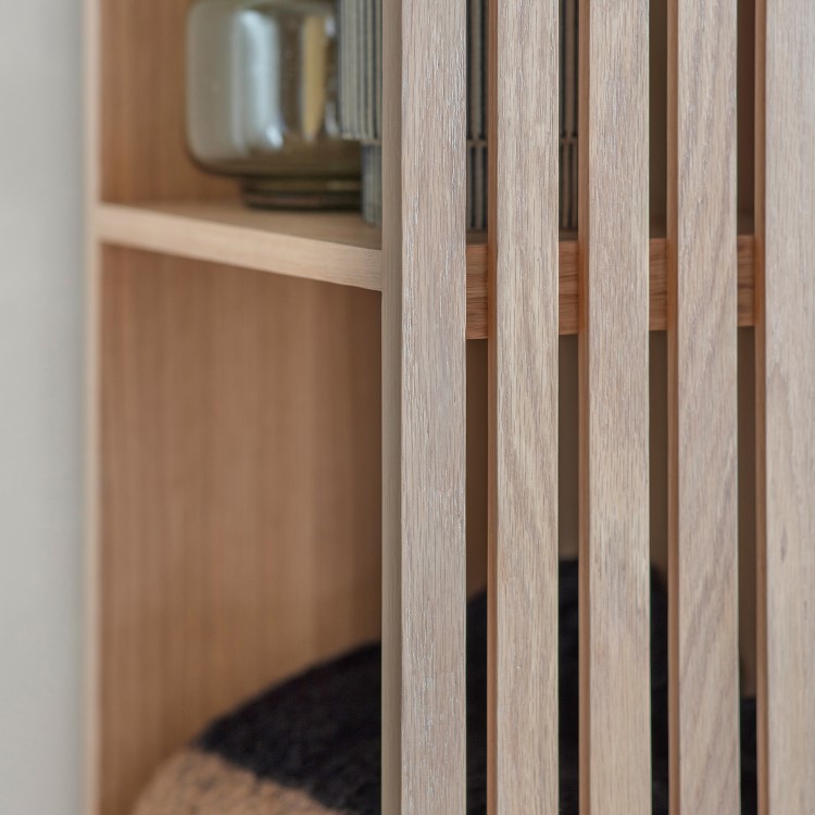 Black Metal and Oak Japandi Open Wardrobe with Shelves - Okayama - Caspian House