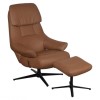 Sydney Light Brown Faux Leather Chair &amp; Footstool - Swivel &amp; Recliner