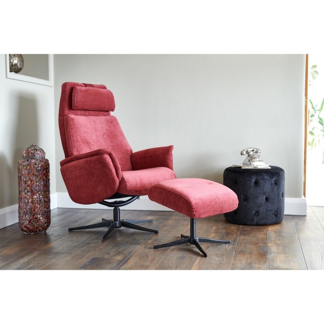 Albury Plum Purple Recliner Chair & Footstool - Swivel Chair