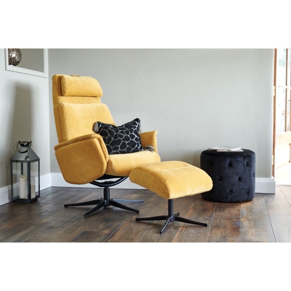 Albury Mustard Yellow Chair & Footstool Swivel